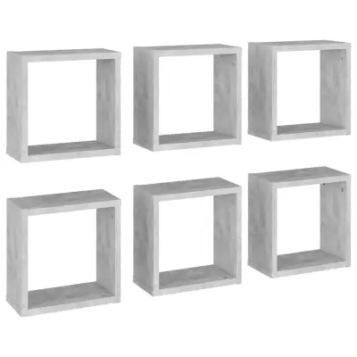 vidaXL Stenske police kockaste 6 kosov betonsko sive 30x15x30 cm