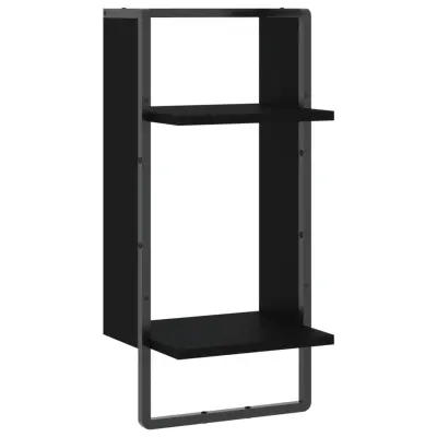 vidaXL Stenska polica s prečko črna 30x25x65 cm