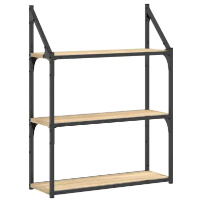 vidaXL Stenska polica 3-nadstropna sonoma hrast 60x21x78,5 cm inž. les