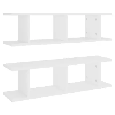 vidaXL Stenska polica 2 kosa bela 75x18x20 cm inž. les
