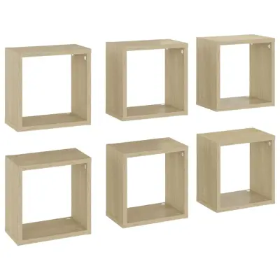 vidaXL Stenske police kockaste 6 kosov sonoma hrast 26x15x26 cm