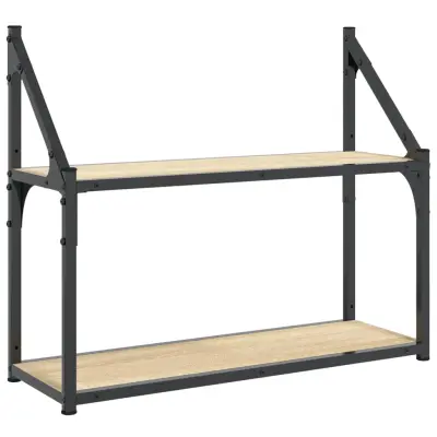 vidaXL Stenska polica 2-nadstropna sonoma hrast 60x21x51 cm inž. les
