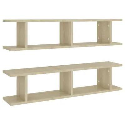 vidaXL Stenska polica 2 kosa sonoma hrast 90x18x20 cm iverna plošča