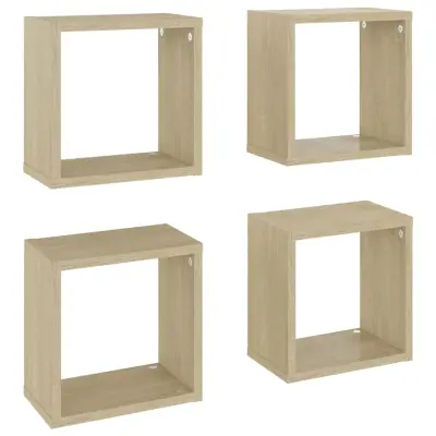 vidaXL Stenske police kockaste 4 kosi sonoma hrast 26x15x26 cm