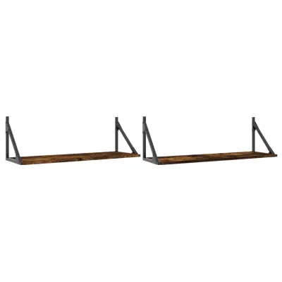 vidaXL Stenske police 2 kosa dim. hrast 80x25x25,5 cm inženirski les