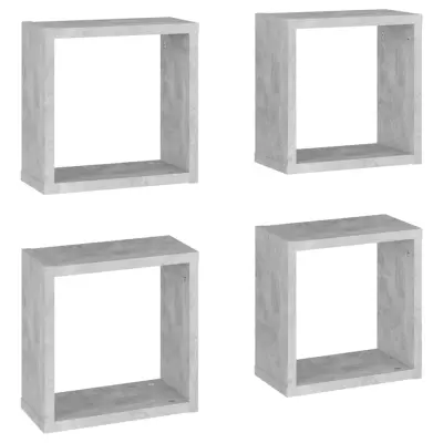 vidaXL Stenske police kockaste 4 kosi betonsko sive 30x15x30 cm