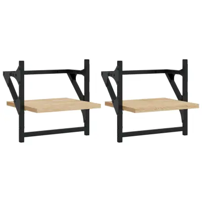 vidaXL Stenske police s prečkami 2 kosa sonoma hrast 30x25x30 cm