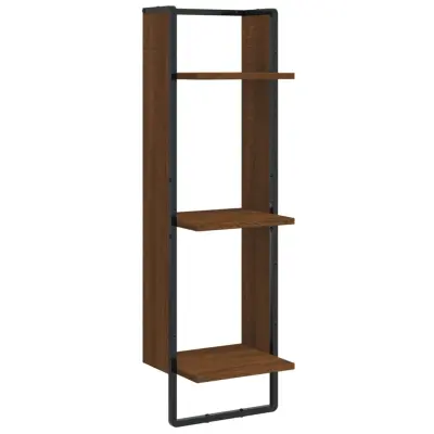 vidaXL Stenska polica 3-nadstropna rjavi hrast 30x25x100 cm inž. les