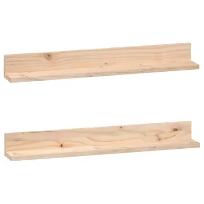 vidaXL Stenske police 2 kosa 80x11x9 cm trdna borovina