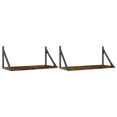 vidaXL Stenske police 2 kosa dim. hrast 60x25x25,5 cm inženirski les