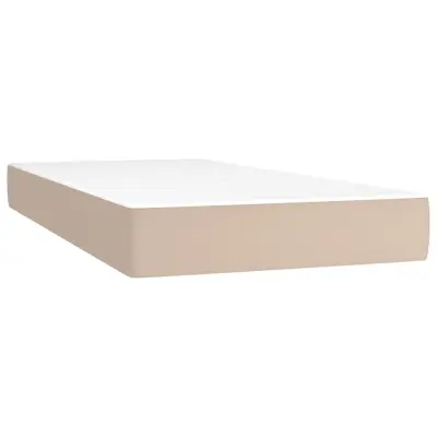 vidaXL Vzmetnica z žepkasto vzmetjo kapučino 90x190x20 cm umetno usnje