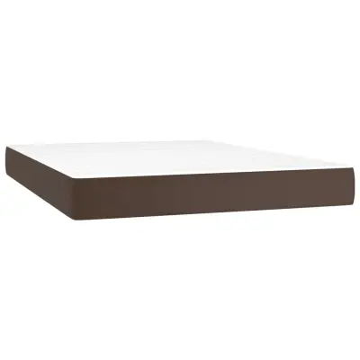 vidaXL Vzmetnica z žepkasto vzmetjo rjava 140x190x20 cm umetno usnje