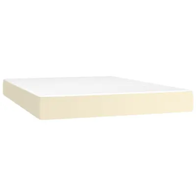 vidaXL Vzmetnica z žepkasto vzmetjo krem 140x190x20 cm umetno usnje