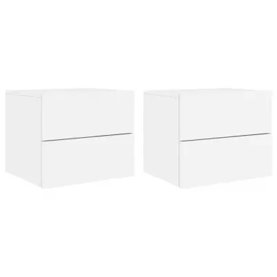 vidaXL Stenska nočna omarica z LED lučkami 2 kosa bela