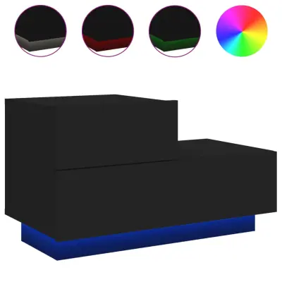 vidaXL Nočna omarica z LED lučkami črna 70x36x40,5 cm