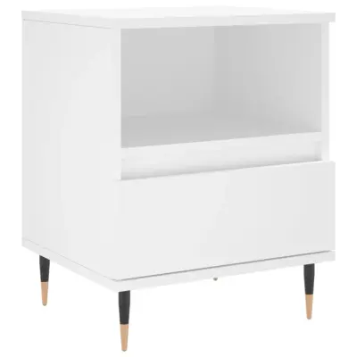 vidaXL Nočna omarica bela 40x35x50 cm inženirski les