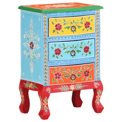 vidaXL Ročno barvana nočna omarica 40x30x60 cm trden mangov les