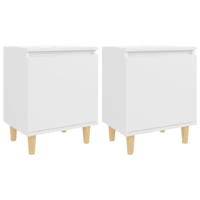 vidaXL Nočna omarica z lesenimi nogami 2 kosa bela 40x30x50 cm