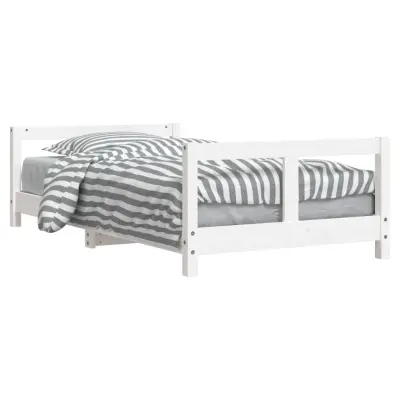 vidaXL Otroški posteljni okvir bel 80x160 cm trdna borovina