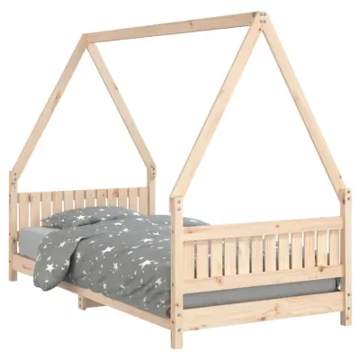 vidaXL Otroški posteljni okvir 90x190 cm trdna borovina