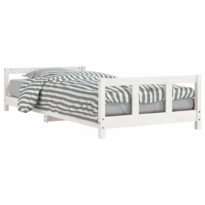 vidaXL Otroški posteljni okvir bel 90x200 cm trdna borovina