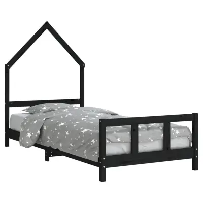 vidaXL Otroški posteljni okvir bel 90x200 cm trdna borovina