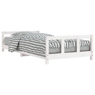 vidaXL Otroški posteljni okvir bel 90x190 cm trdna borovina