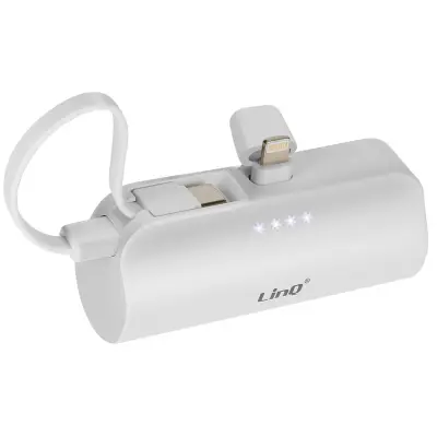 6000 mAh rezervni polnilnik, USB-C Lightning LinQ - bel