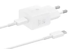 SAMSUNG 25 W USB-C omrežni polnilec, bel (adapter+kabel)