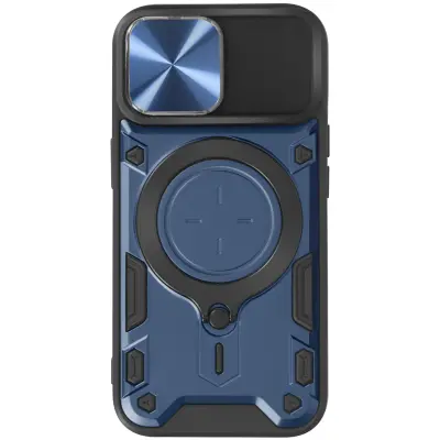 Magnetni ovitek za iPhone 15, združljiv z MagSafe, zašcita kamere - modra