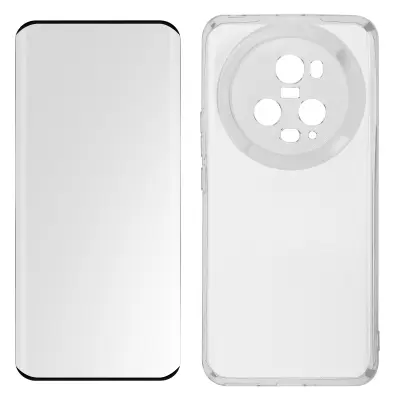 Honor Magic 5 Pro 360° Protection Pack: crno ohišje iz mehkega kaljenega stekla