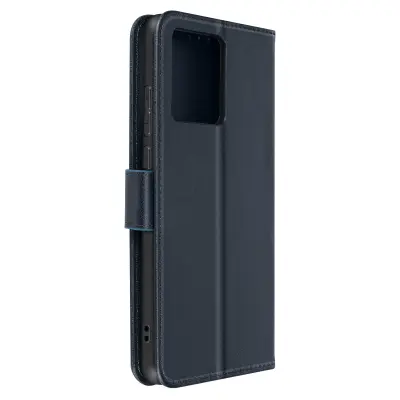Etui Motorola Edge 40 Neo, preklop za denarnico in držalo za video - polnocno modra