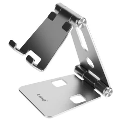 Mini zložljivo namizno stojalo za pametni telefon, LinQ - srebrno