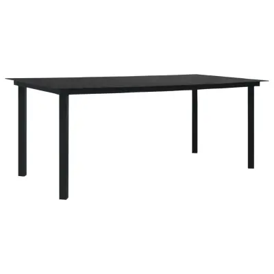 vidaXL Vrtna jedilna miza črna 190x90x74 cm jeklo in steklo
