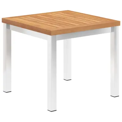 vidaXL Vrtna stranska mizica 45x45x38 cm tikovina in nerjaveče jeklo