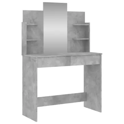 vidaXL Toaletna mizica z ogledalom betonsko siva 96x39x142 cm