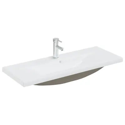 vidaXL Vgradni umivalnik s pipo 101x39x18 cm keramičen bel
