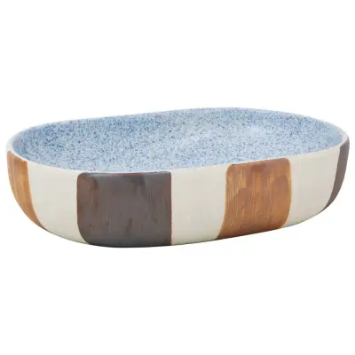 vidaXL Nadpultni umivalnik večbarven ovalni 59x40x14 cm keramika