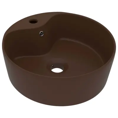 vidaXL Razkošen umivalnik mat temno rjav 36x13 cm keramičen