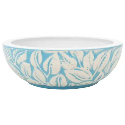 vidaXL Nadpultni umivalnik bel in moder okrogel Φ41x14 cm keramika