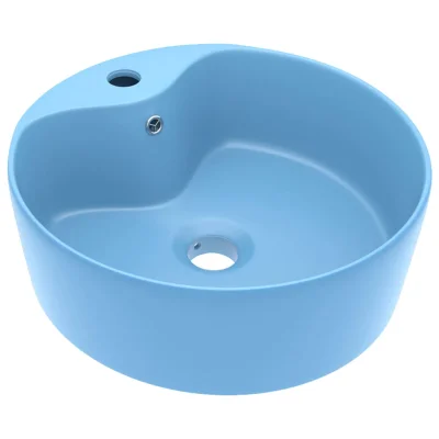 vidaXL Razkošen umivalnik mat svetlo moder 36x13 cm keramičen