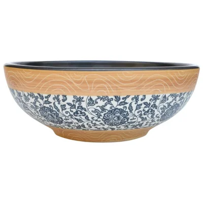 vidaXL Nadpultni umivalnik večbarven okrogel Φ41x14 cm keramika