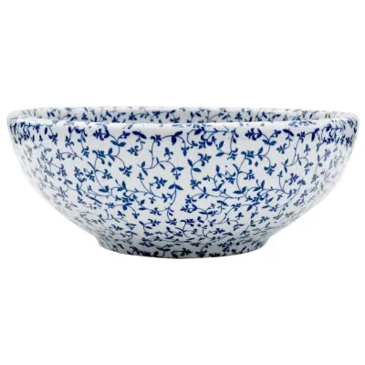 vidaXL Nadpultni umivalnik bel in moder okrogel Φ41x14 cm keramika