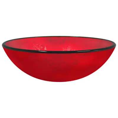 vidaXL Umivalnik kaljeno steklo 42x14 cm rdeč
