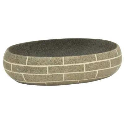 vidaXL Nadpultni umivalnik večbarven ovalni 59x40x15 cm keramika