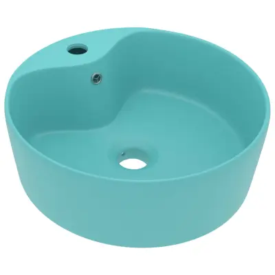 vidaXL Razkošen umivalnik mat svetlo zelen 36x13 cm keramičen
