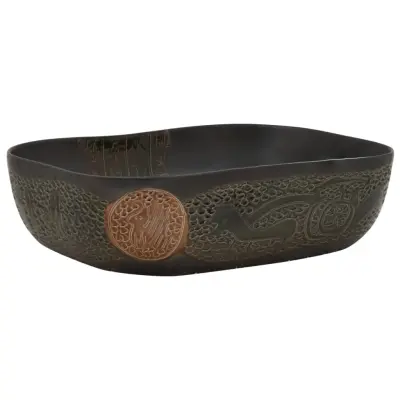 vidaXL Nadpultni umivalnik črn pravokoten 48x37,5x13,5 cm keramika