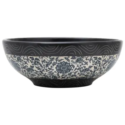 vidaXL Nadpultni umivalnik črn in moder okrogel Φ41x14 cm keramika