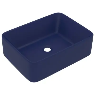 vidaXL Razkošen umivalnik mat temno moder 41x30x12 cm keramičen