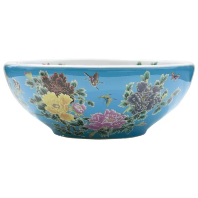 vidaXL Nadpultni umivalnik večbarven okrogel Φ41x14 cm keramika